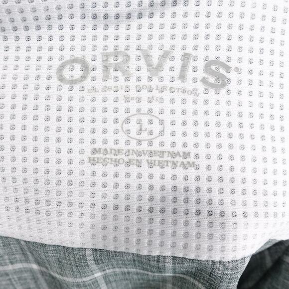 Orvis Shirt Mens L Gray Plaid Short Sleeve Button Polyester Outdoors - Picture 7 of 9